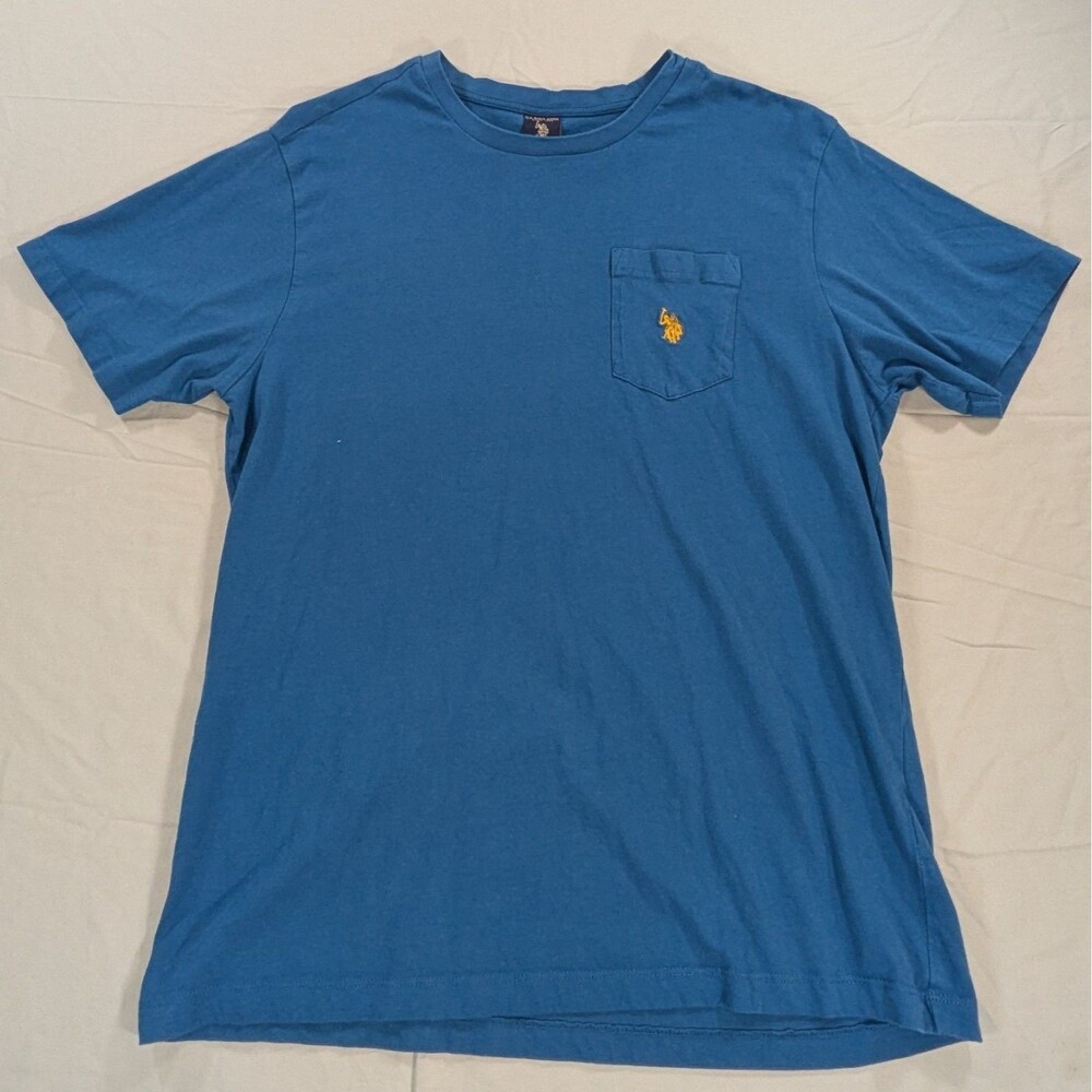 US Polo Assn Polo Shirt Mens Large Blue Golf Short Sleeve